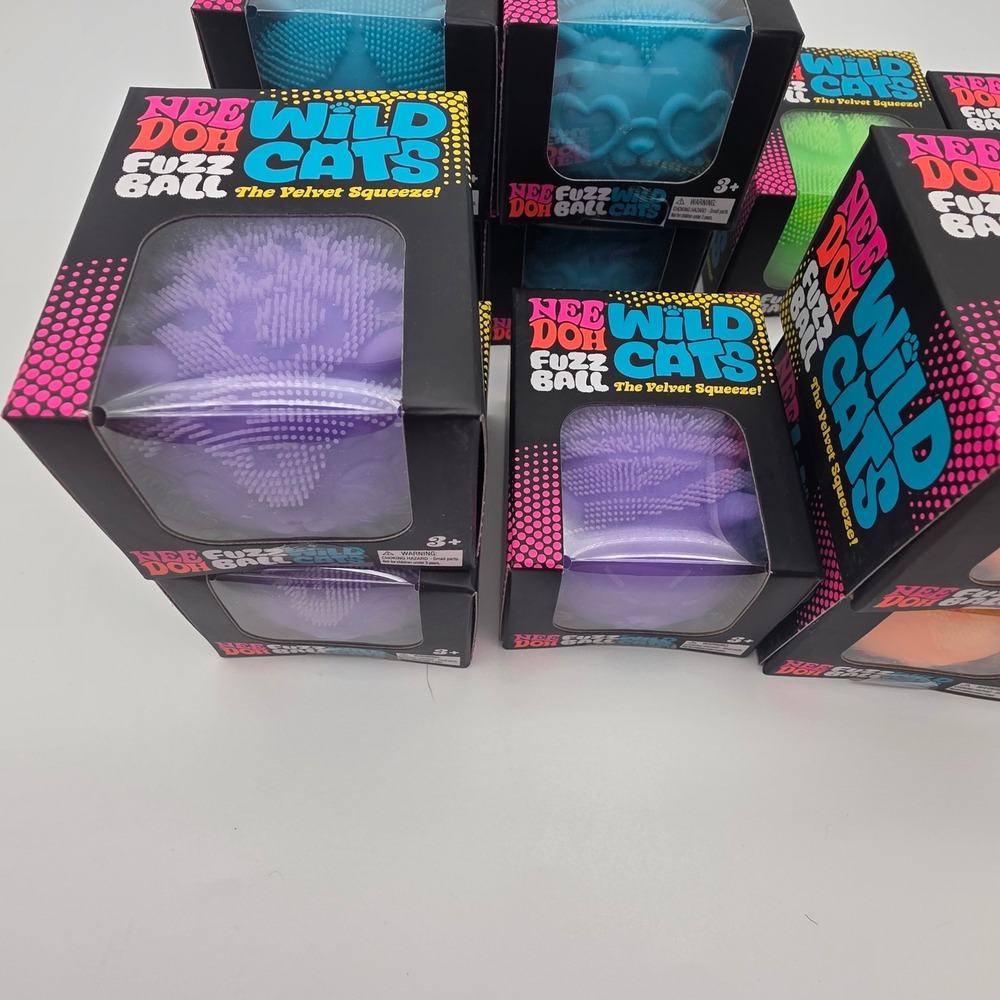 NeeDoh Fuzz Ball Wild Cats Sensory Fidget Toy Pick Your Color New Velvet Squeeze - Picture 6 of 8
